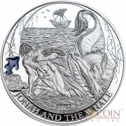 Palau JONAH AND THE WHALE series BIBLICAL STORIES $2 Silver coin Partly enameled Proof 2015